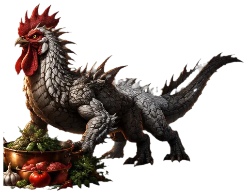 Basilisk hidup, kadal batu abu berkepala ayam jantan